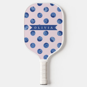 Personalized Cute Blueberry Watercolor Gift Name Pickleball Paddle