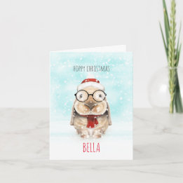 Personalized Cute Bunny, Kids Christmas Card