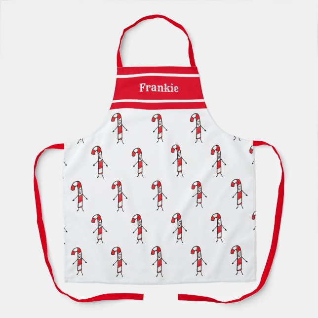 Personalized Cute Candy Cane Apron (Front)