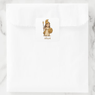 Personalized Cute Cartoon Athena Greek Goddess Square Sticker