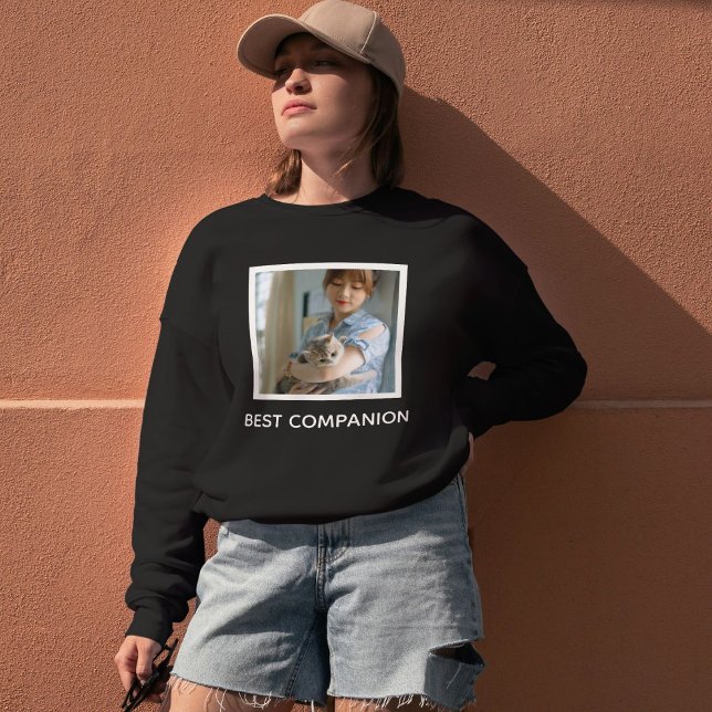 Personalized Cute Cat Mom Photo Quote Custom Pet  Sweatshirt (Creator Uploaded)