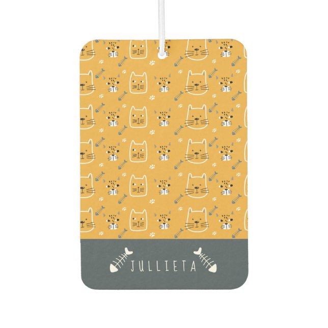 Personalized Cute Cats Modern Pattern Car Air Freshener (Front)
