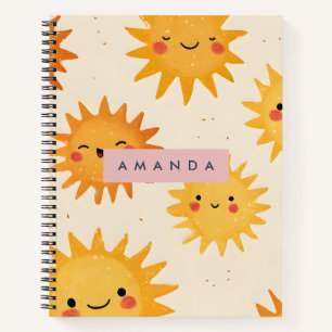 Personalized Cute Cheerful Smiling Sun Notebook