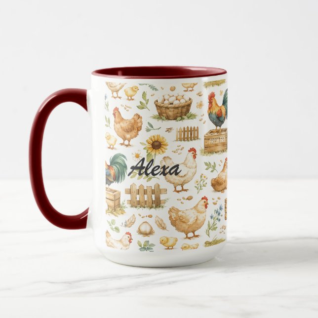 Personalized Cute Chicken | Farm Animal  Mug (Left)