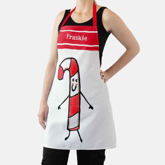Personalized Cute Christmas Candy Cane Apron (Insitu)