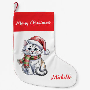 Personalized Cute Christmas Cat Holiday Small Christmas Stocking
