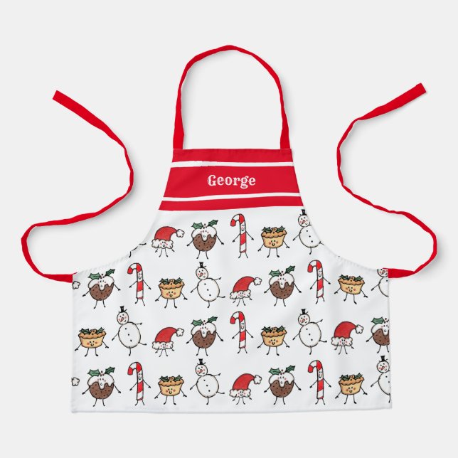 Personalized Cute Christmas Characters Apron (Front)