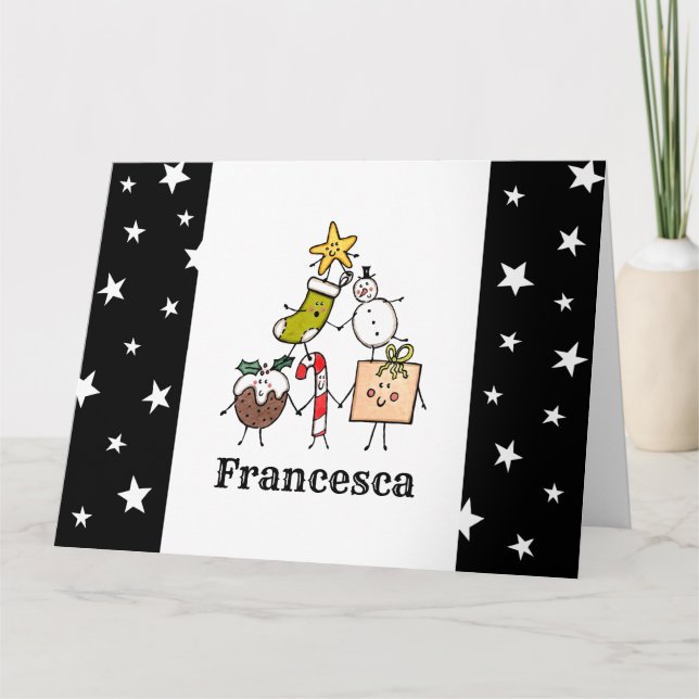 Personalized Cute Christmas Characters Card (Front)