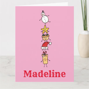 Personalized Cute Christmas Characters Card