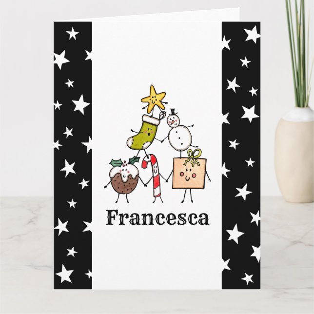 Personalized Cute Christmas Characters Card (Front)