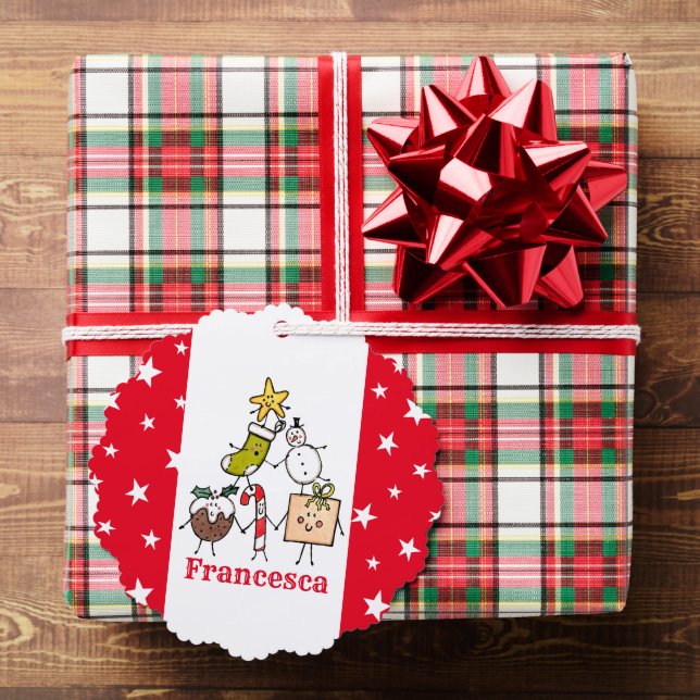 Personalized Cute Christmas Characters Tree Decoration Card (Insitu (Gift))