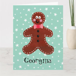 Personalized Cute Christmas Gingerbread Man  Card