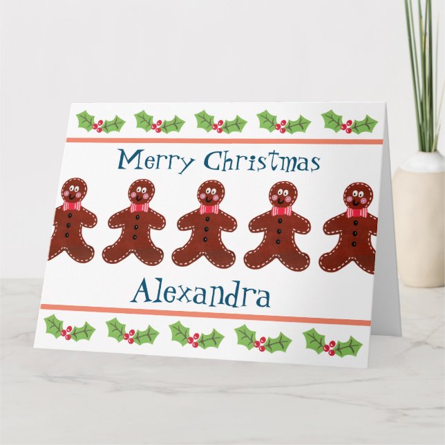 Personalized Cute Christmas Gingerbread Man  Card (Front)