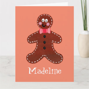 Personalized Cute Christmas Gingerbread Man  Card