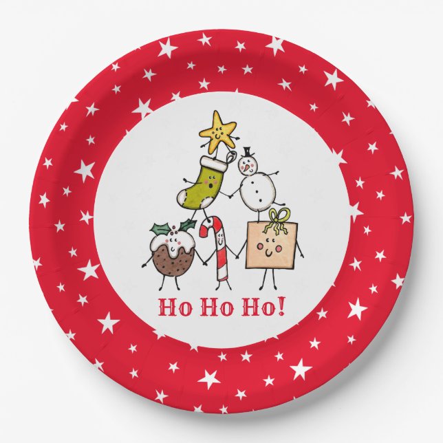 Personalized Cute Christmas Party Food Paper Plate (Front)