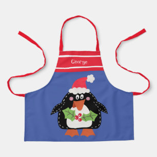 Personalized Cute Christmas Penguin Apron