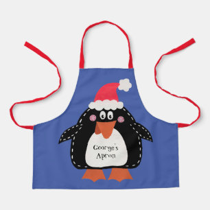 Personalized Cute Christmas Penguin Apron