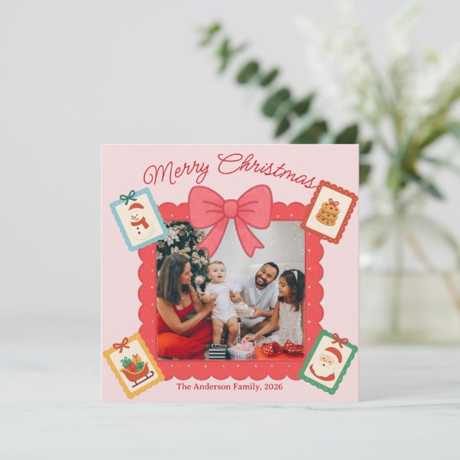 Personalized Cute Christmas Photo Collage  Holiday Card (Standing Front)