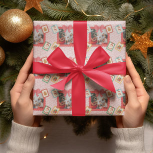 Personalized Cute Christmas Photo Collage Wrapping Paper