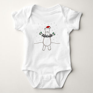 Personalized Cute Christmas Polar Bear Baby Bodysuit