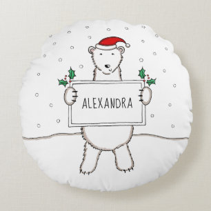 Personalized Cute Christmas Polar Bear Cushion