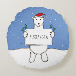 Personalized Cute Christmas Polar Bear Cushion