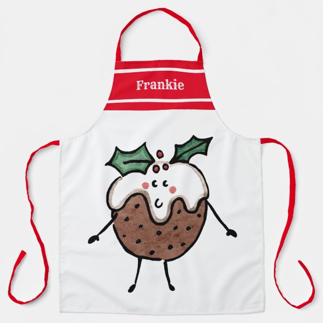 Personalized Cute Christmas Pudding Apron (Front)