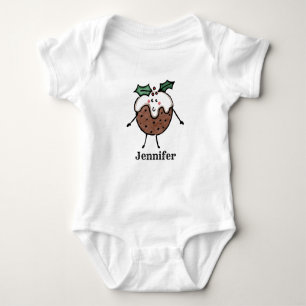 Personalized Cute Christmas Pudding Baby Bodysuit