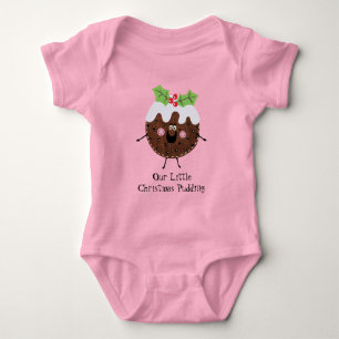Personalized Cute Christmas Pudding Baby Bodysuit