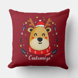 Personalized Cute Christmas Reindeer Cushion