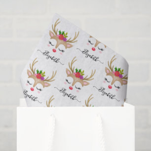 Personalized Cute Christmas Reindeer Face Tissue Paper