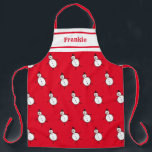 Personalized Cute Christmas Snowman Apron<br><div class="desc">This personalized Christmas apron features a cute Christmas snowman illustration.</div>