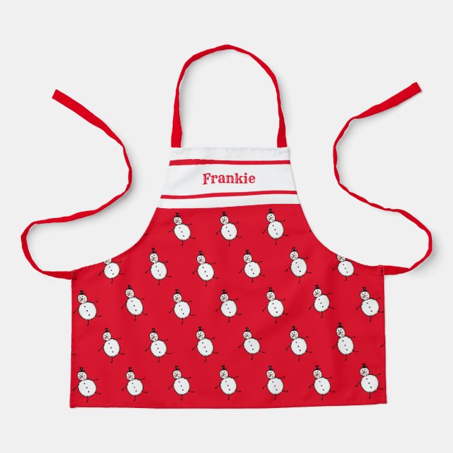 Personalized Cute Christmas Snowman Apron (Front)