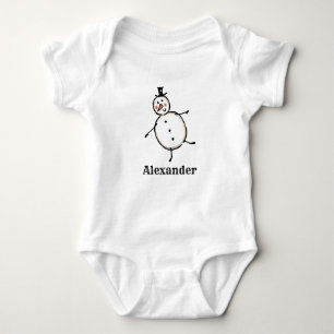 Personalized Cute Christmas Snowman Baby Bodysuit