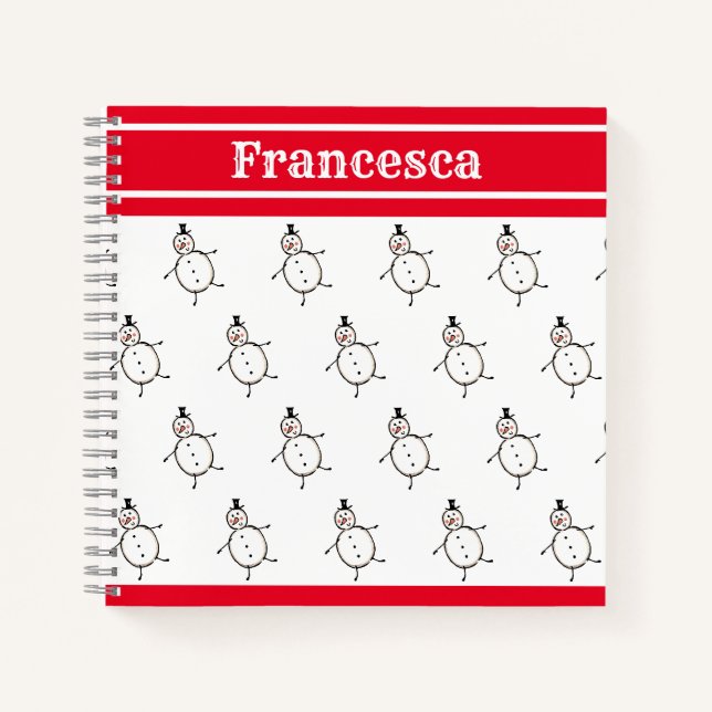 Personalized Cute Christmas Snowman Notebook (Front)