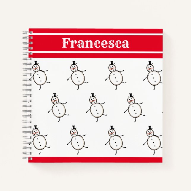 Personalized Cute Christmas Snowman Notebook (Front)
