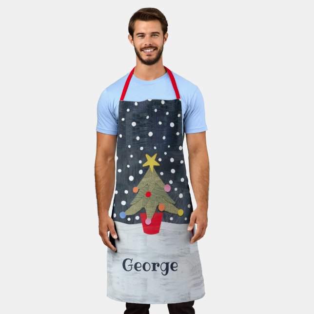 Personalized Cute Christmas Tree Apron (Worn)