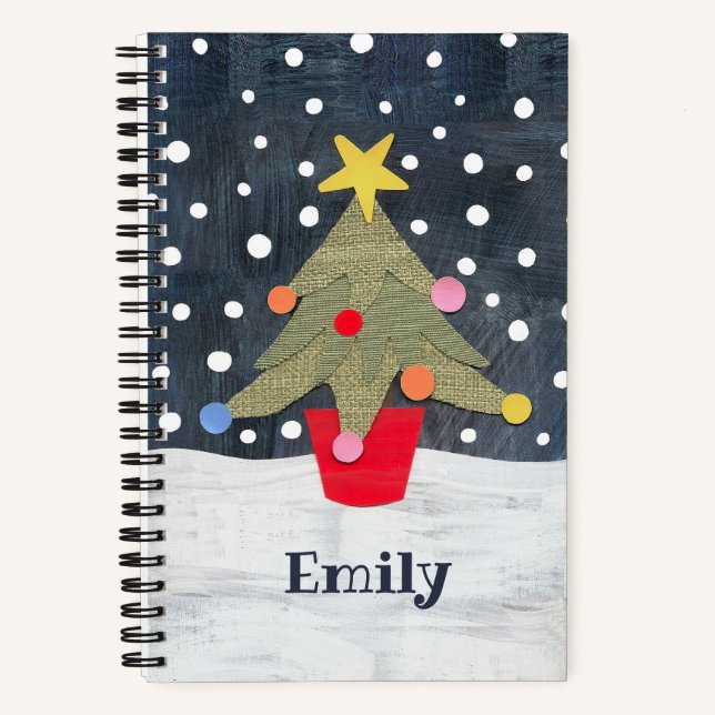 Personalized Cute Christmas Tree Notebook (Front)