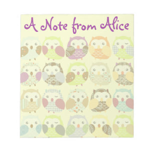 Personalized Cute Colorful Owls Notepad