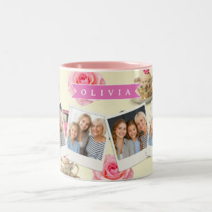 Personalized Cute Coquette Pink Cocktail Ribbon Two-Tone Coffee Mug