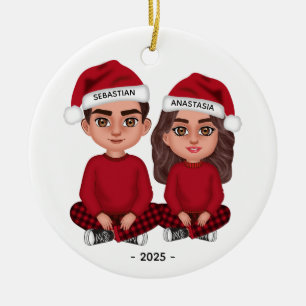 Personalized Cute Couple Dolls Christmas Ornament