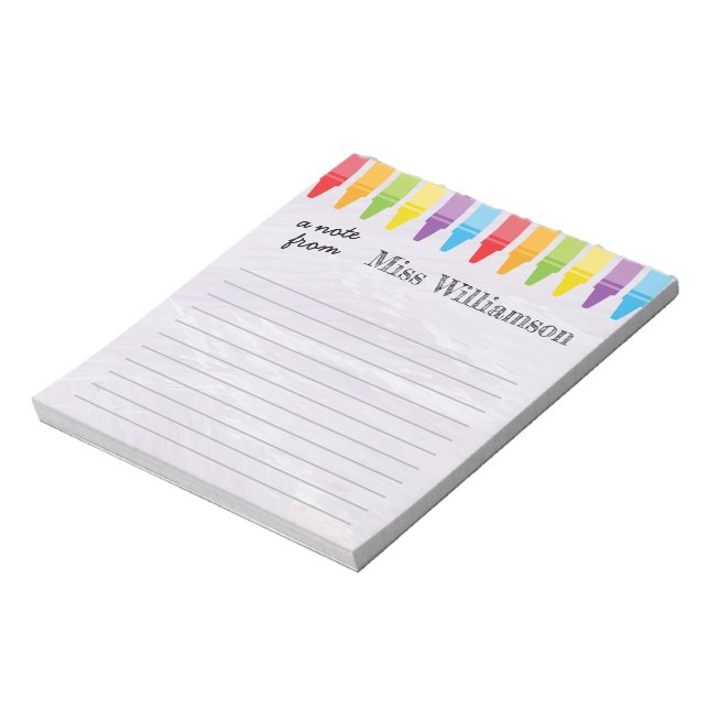 Personalized Cute Crayons Watercolor teacher Gifts Notepad (Rotated)