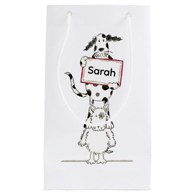 Personalized Cute Dog Acrobat  Small Gift Bag (Front)