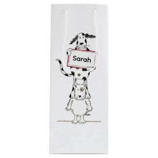 Personalized Cute Dog Acrobat  Wine Gift Bag
