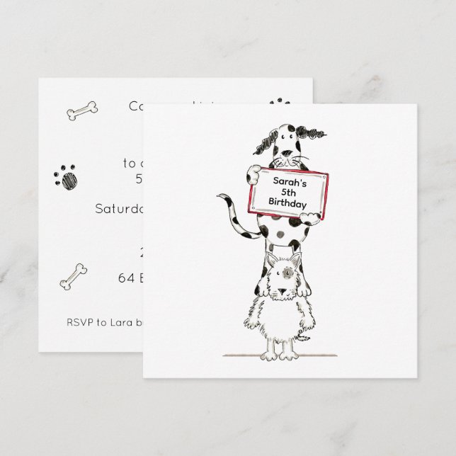 Personalized Cute Dog Acrobats Birthday Invitation (Front/Back)