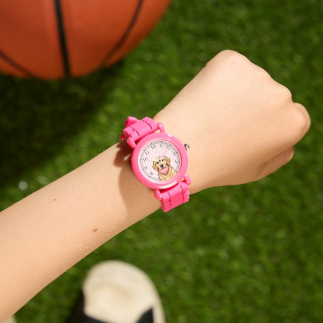 Personalized Cute Dog with Pink Heart Watch (Wrist)
