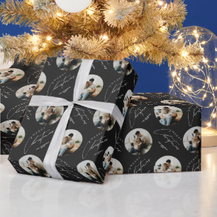 Personalized Cute Elegant Circle Photo Christmas Wrapping Paper