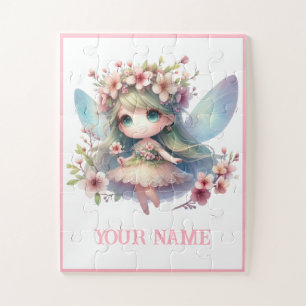 Personalized Cute Fairy & Floral Wreath Puzzle