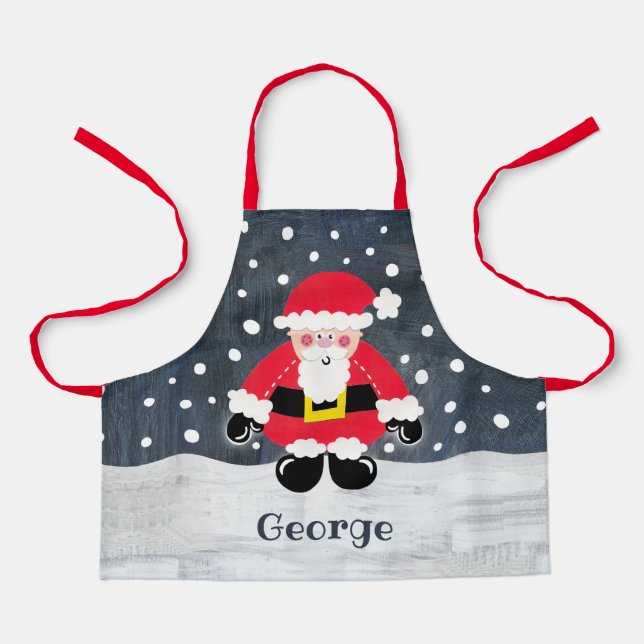 Personalized Cute Father Christmas Santa Claus Apron (Front)