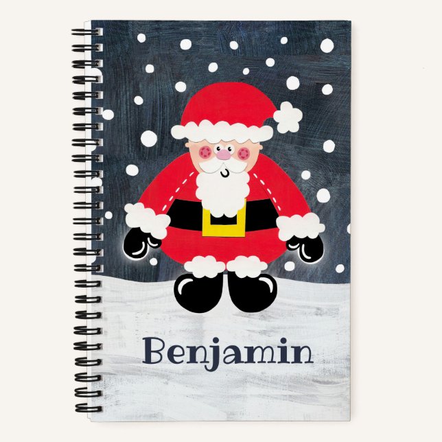 Personalized Cute Father Christmas Santa Claus Notebook (Front)